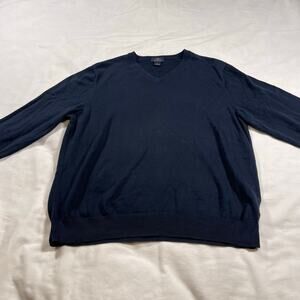 Brooks Brothers 346 Supima Cotton V Neck Sweater Men’s L Navy Blue 100% Cotton